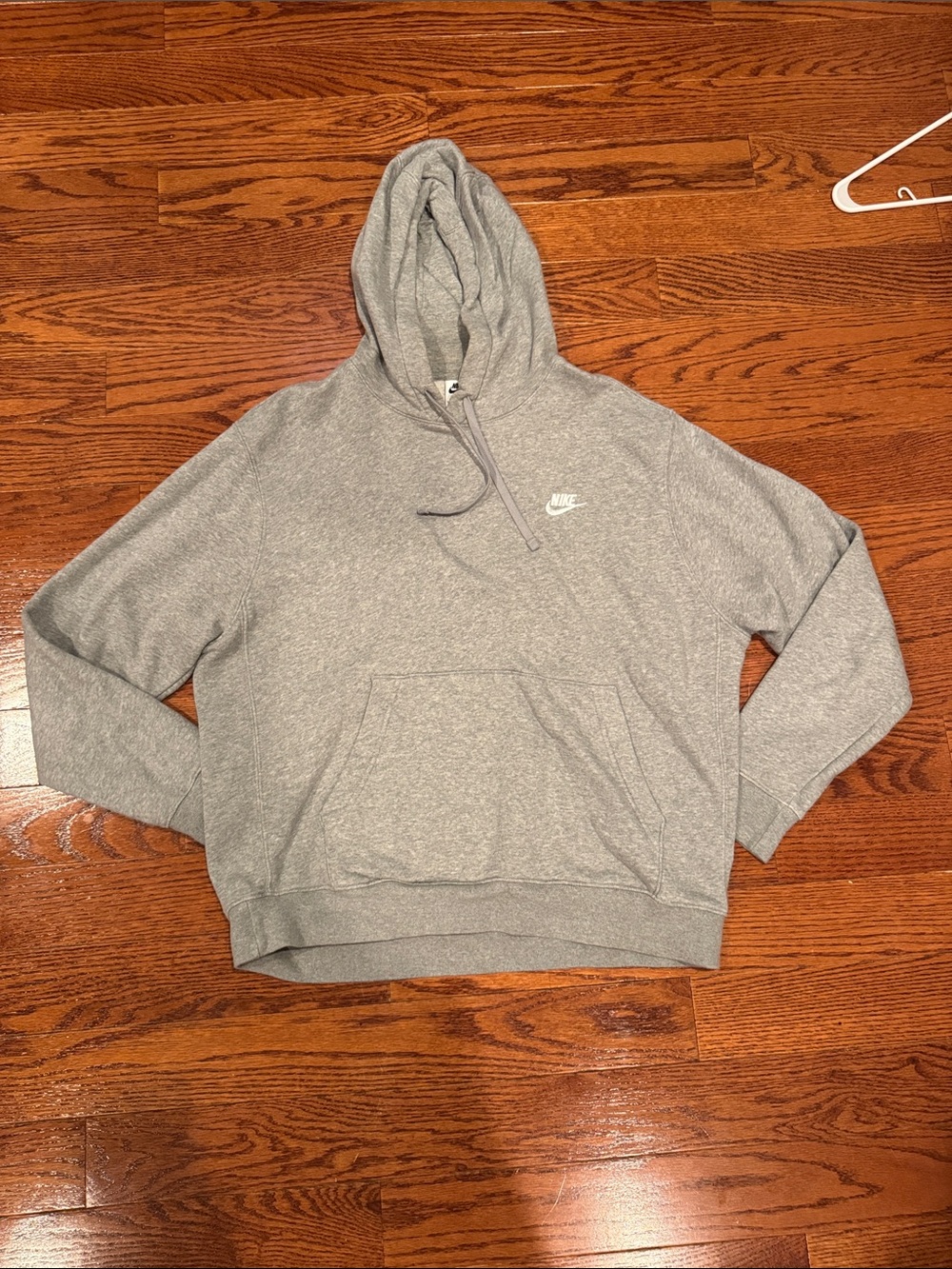Nike Light Heather Gray Pullover Hoodie with Small Swoosh